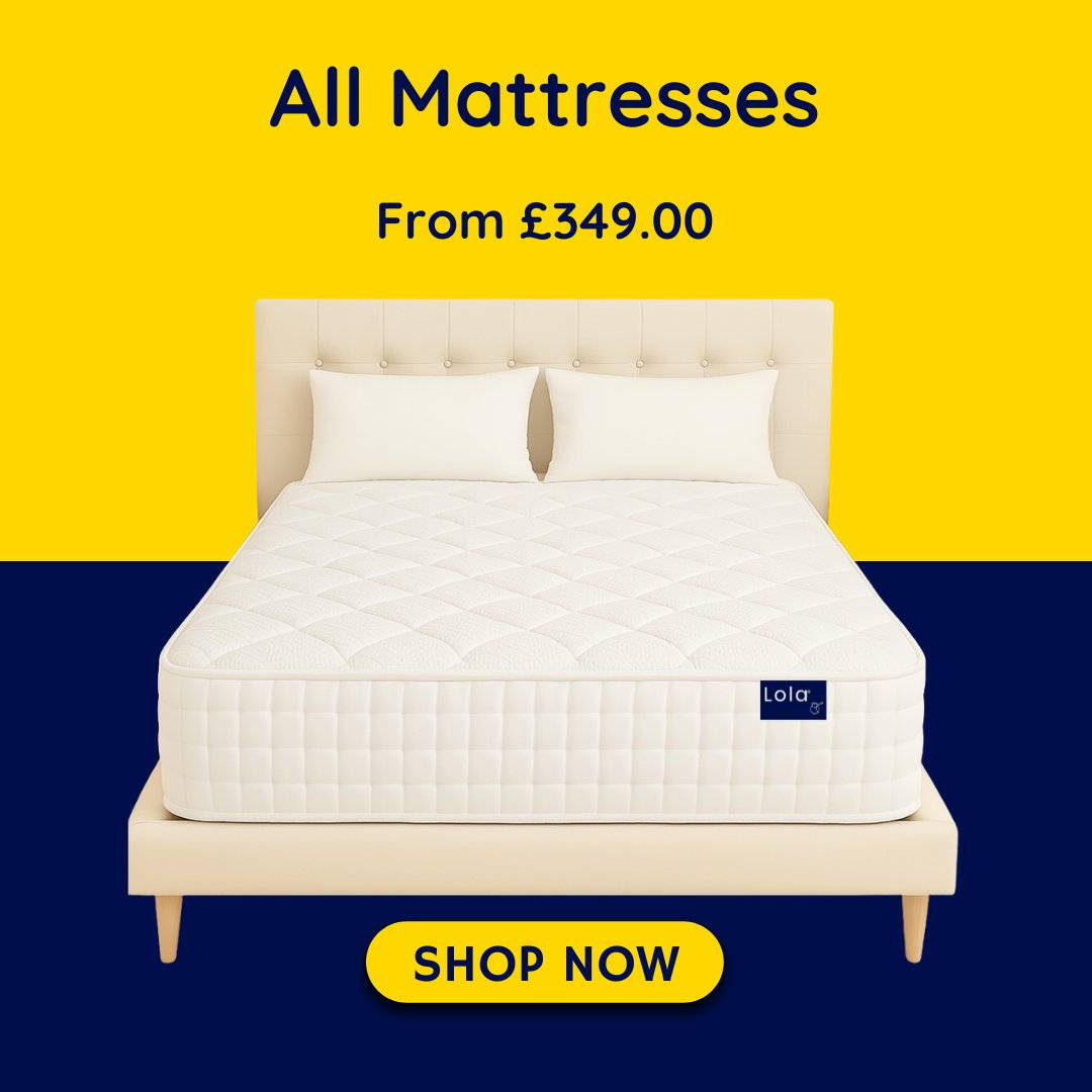 Lola mattress range showing hybrid and foam models across multiple firmness levels from soft to ultra-firm